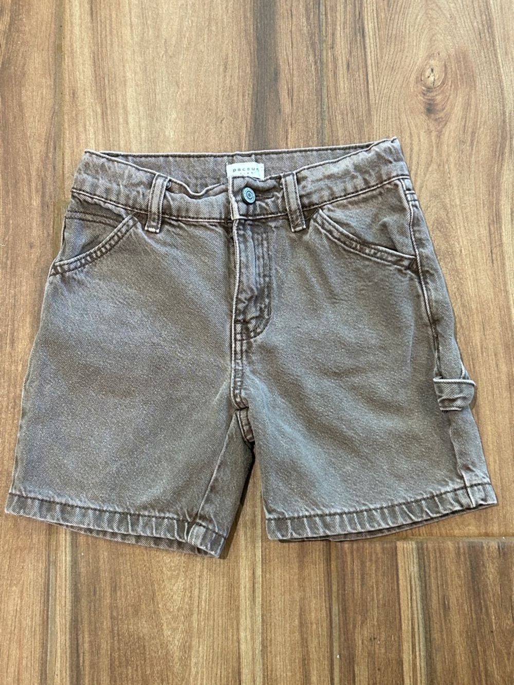 PacSun Kids Carpenter-Style Jorts in Washed Brown